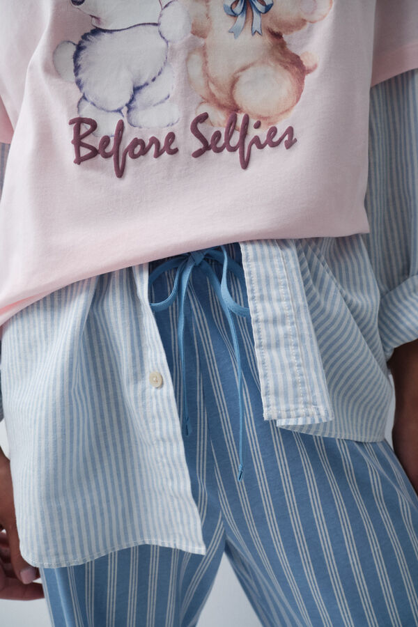 Women'secret Blue striped balloon trousers blue