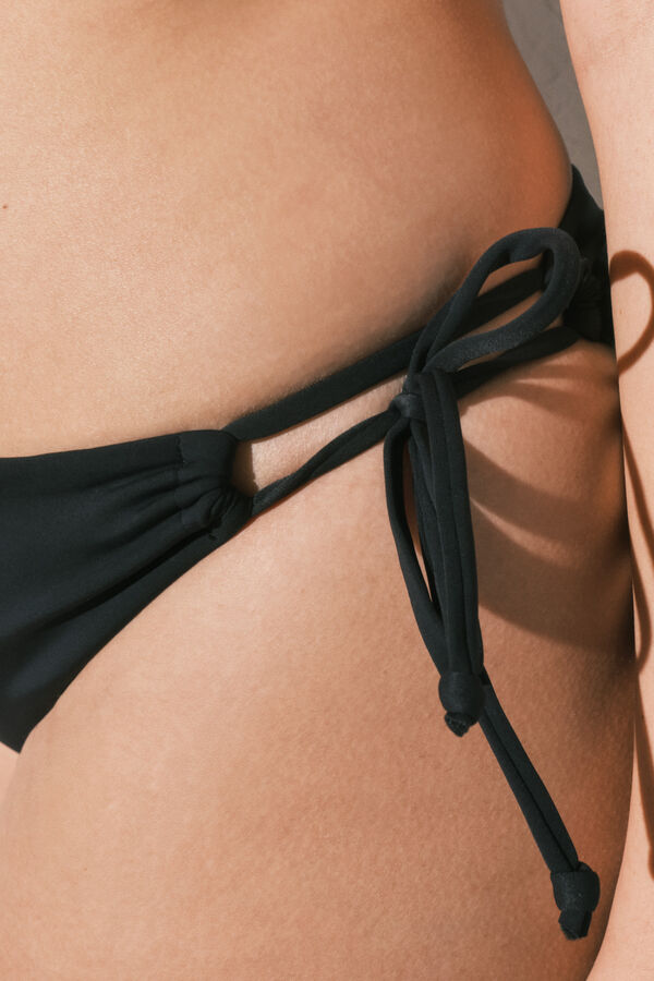 Women'secret Black classic side tie bikini bottoms black
