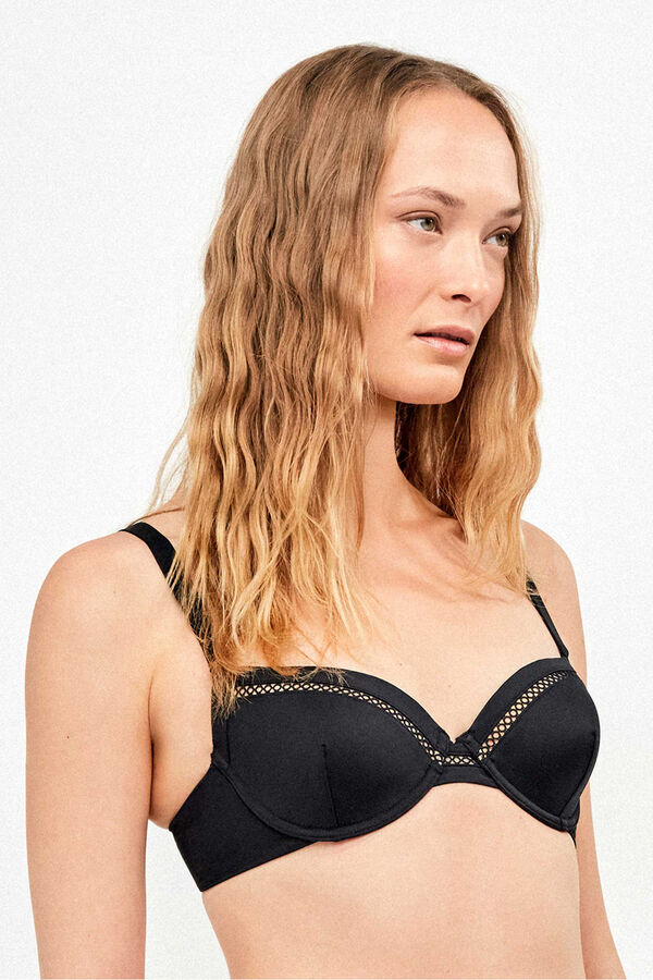 Gisela Top bikini bandeau escote pronunciado negro