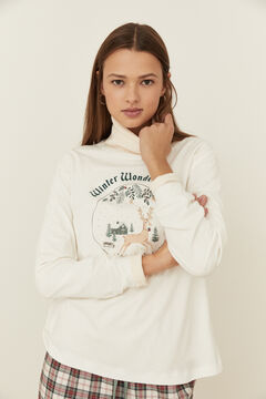 Womensecret T-shirt comprida Natal algodão marfim beige