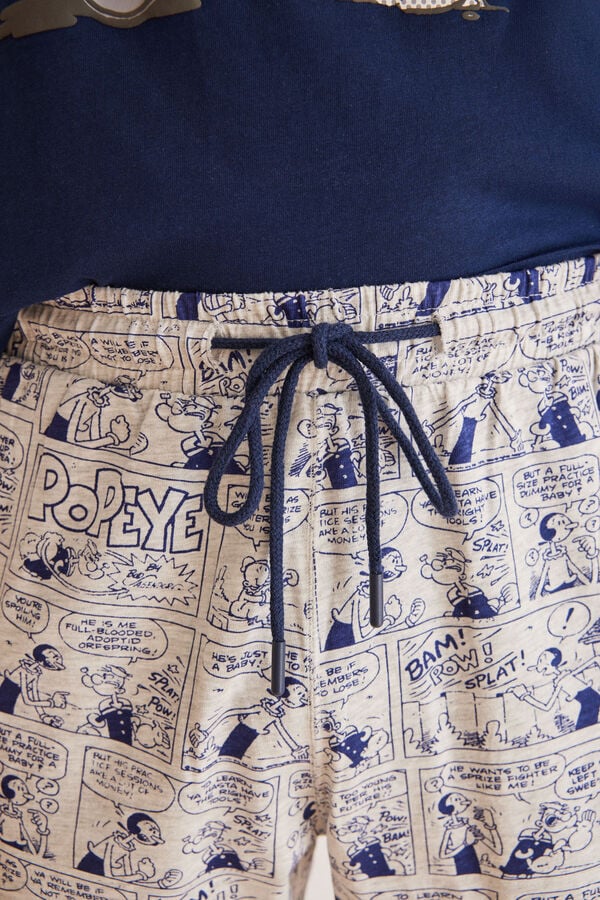 Womensecret Popeye-mintás, rövid férfi pamutpizsama, 100% pamutból kék