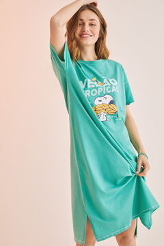 Womensecret Camisa de dormir 100% algodão Snoopy verde verde