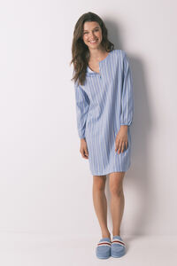 Women'secret Kratka pruge kratka spavaćica od plavog pamuka 