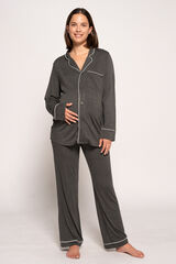 Ohma! Classic long-sleeved maternity pyjamas grey