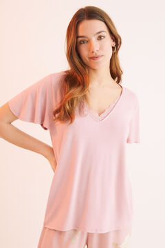 Womensecret Pink short-sleeved pyjamas with Capri bottoms pink