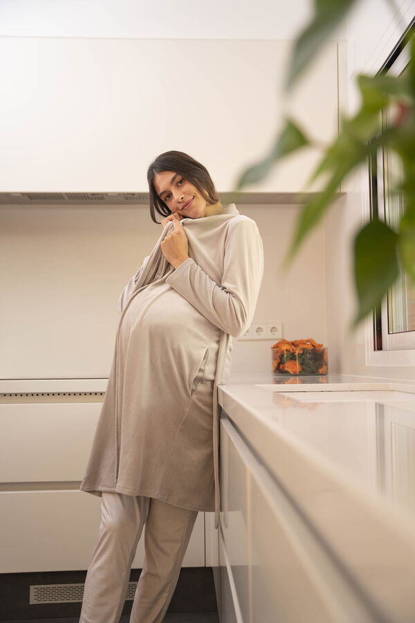 Womensecret Maternity velour robe grey
