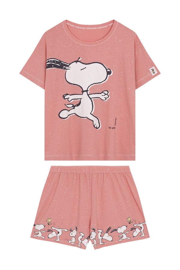 Womensecret Pijama corto 100% algodón rosa Snoopy rosa