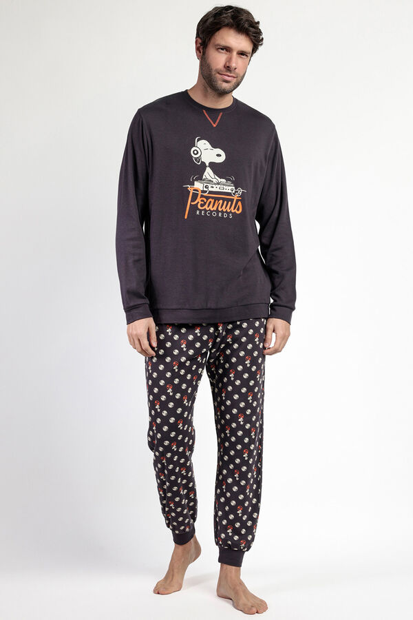 Admas Pijama largo estampado Snoopy para hombre gris