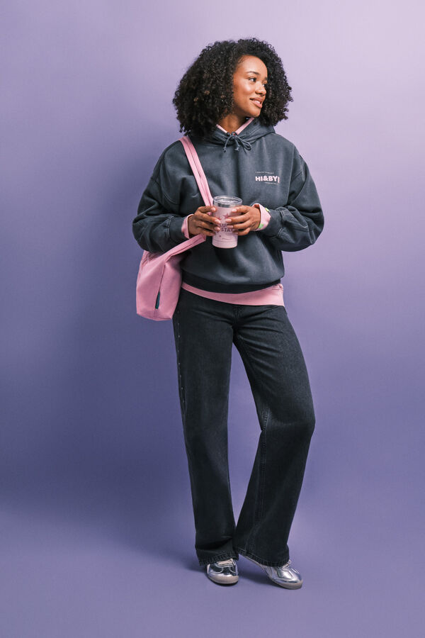 HI&BYE Grey fleece hooded sweatshirt grey