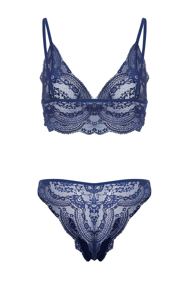 Trendyol Conjunto sujetador y braga encaje azul azul