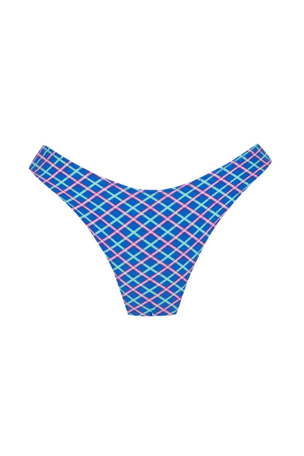 Women'secret Blue checked print Brazilian bikini panty blue