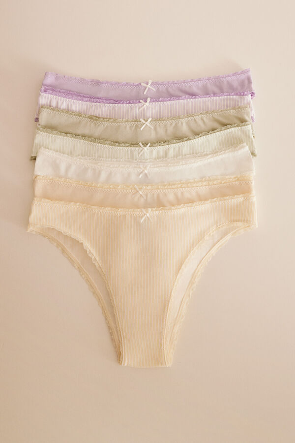 Womensecret 7-pack striped cotton Brazilian panties printed