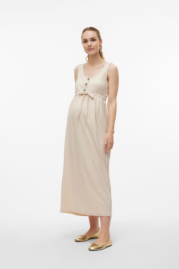 Mamalicious Vestido de tirantes maternity y lactancia beige