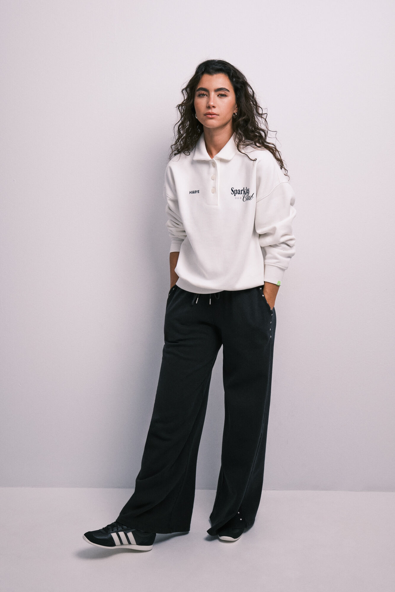 HI&BYE Cotton fleece polo sweatshirt
