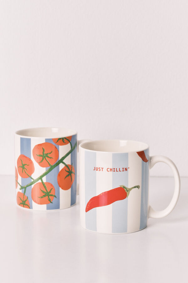Women'secret Striped, chilli and tomato print 2-pack cups beige