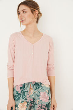 Womensecret Pink ribbed ruched T-shirt pink