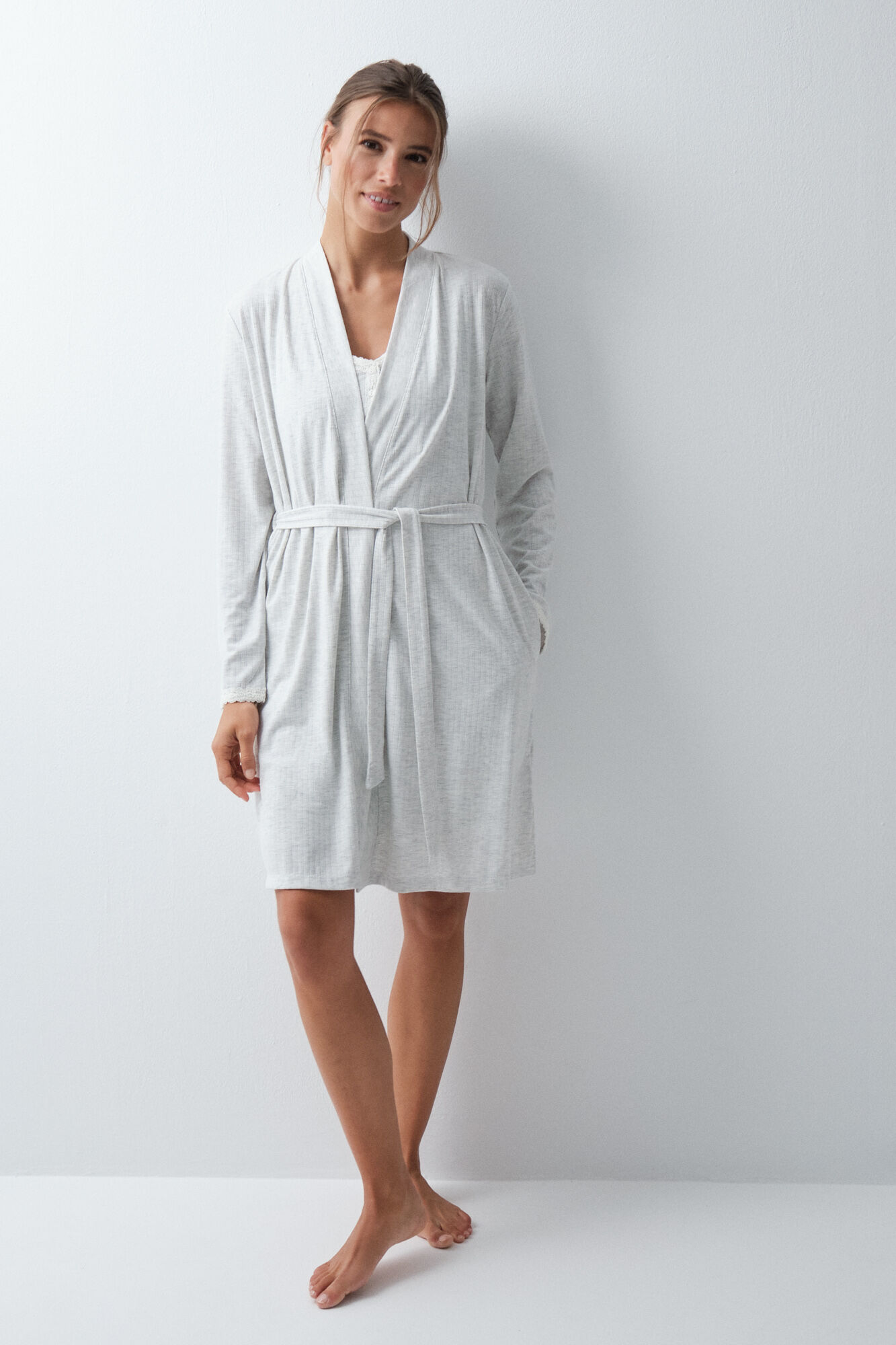Women'secret Grey long robe with belt