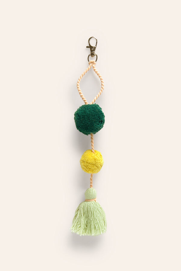 Calma House Green pompom key ring green