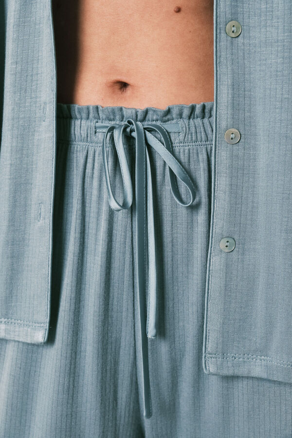 Women'secret Blue soft touch capri classic pyjamas blue