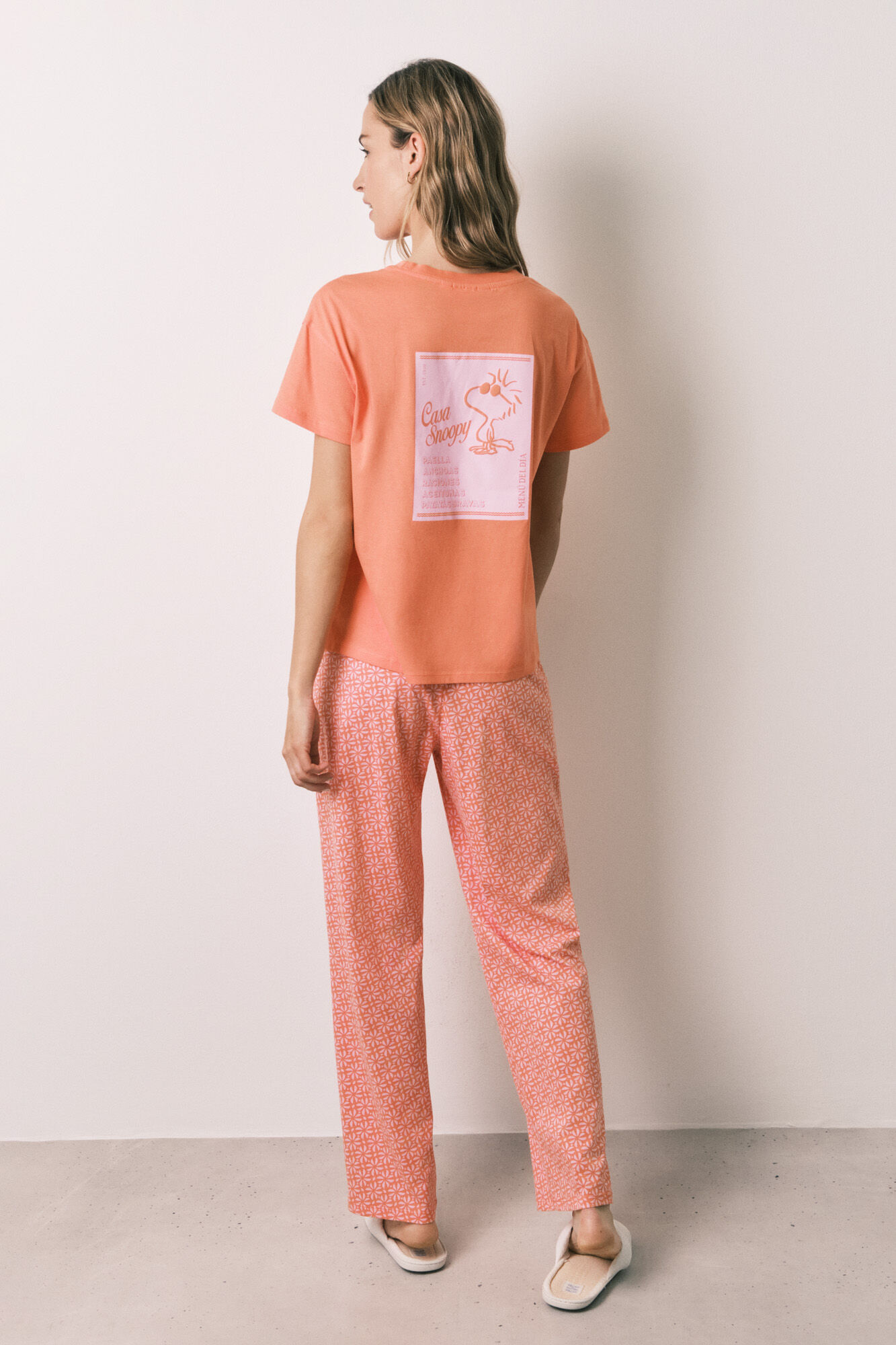Women'secret Pyjama long en coton orange Woodstock