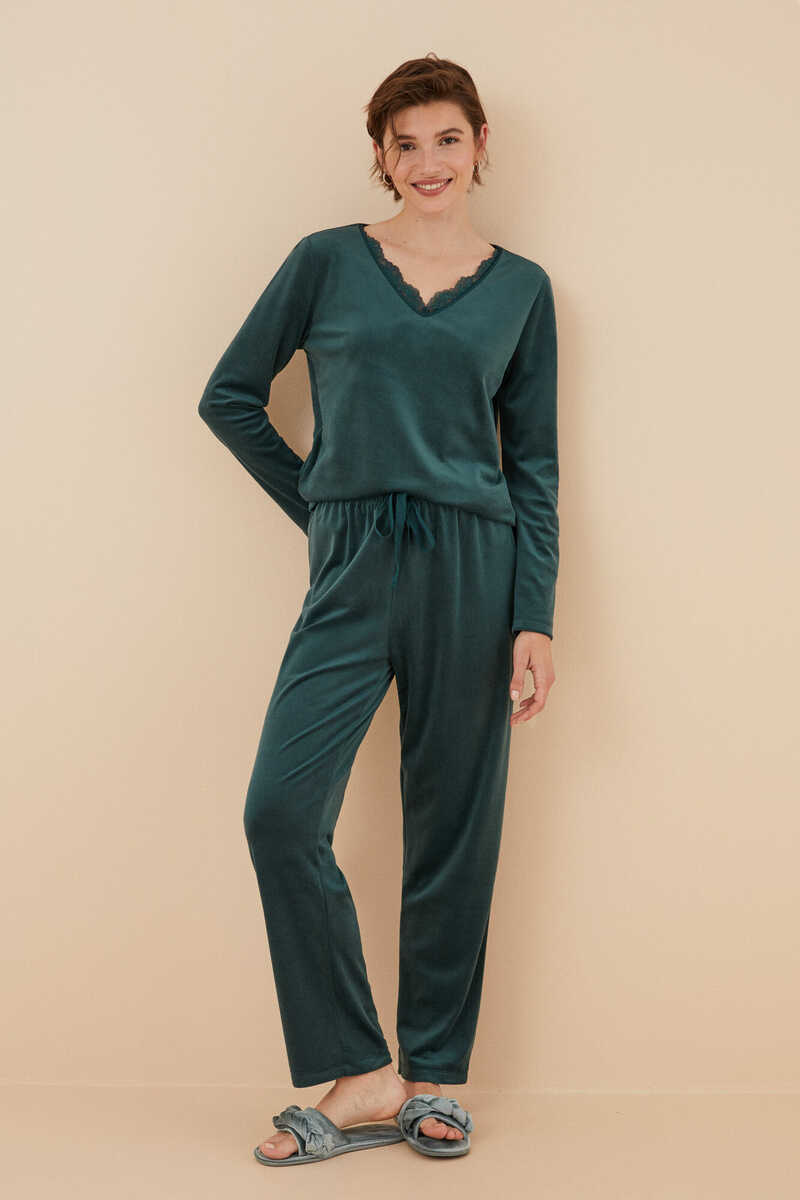 Womensecret Green stretch velvet pyjamas green