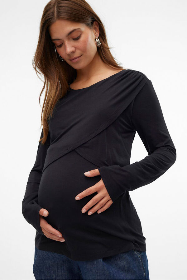 Mamalicious Top de manga larga maternity y lactancia  negro