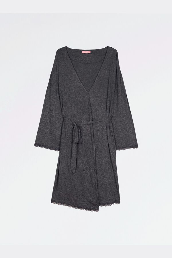 Ohma! Maternity robe with matching lace szary