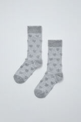 Women'secret Grey textured heart long socks grey