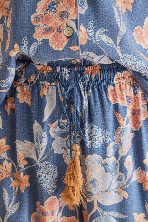Womensecret Pijama camiseiro Capri flores azul azul