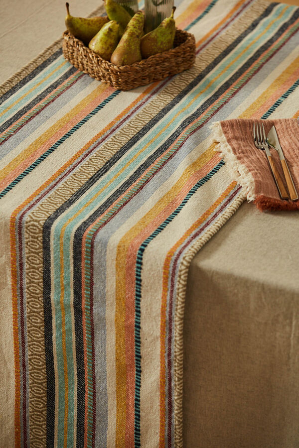 Calma House Caminho de mesa de algod&atilde;o jacquard Vedra estampado