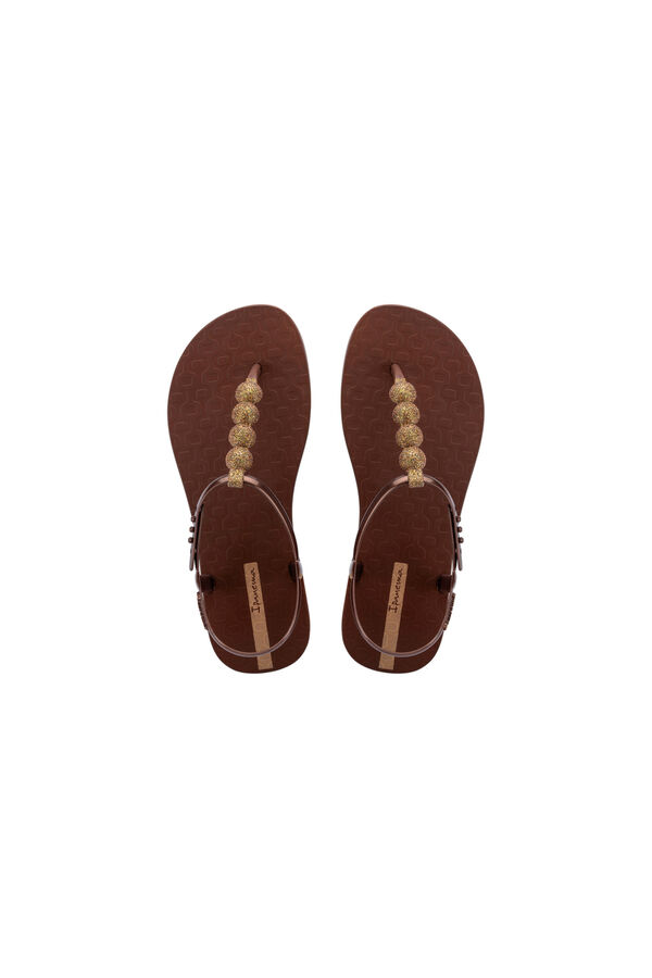 Ipanema Sandalia con tira en T y brillo marr&oacute;n