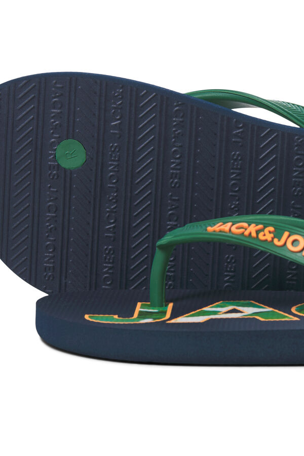 Jack & Jones Tongs &agrave; entre-doigts semelle en caoutchouc bleu