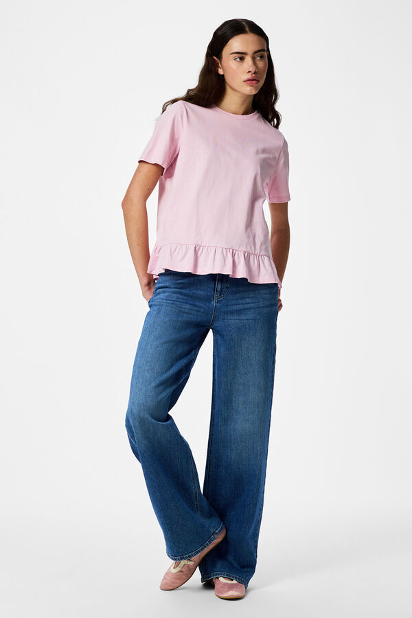 Pieces Volant-T-Shirt Rosa