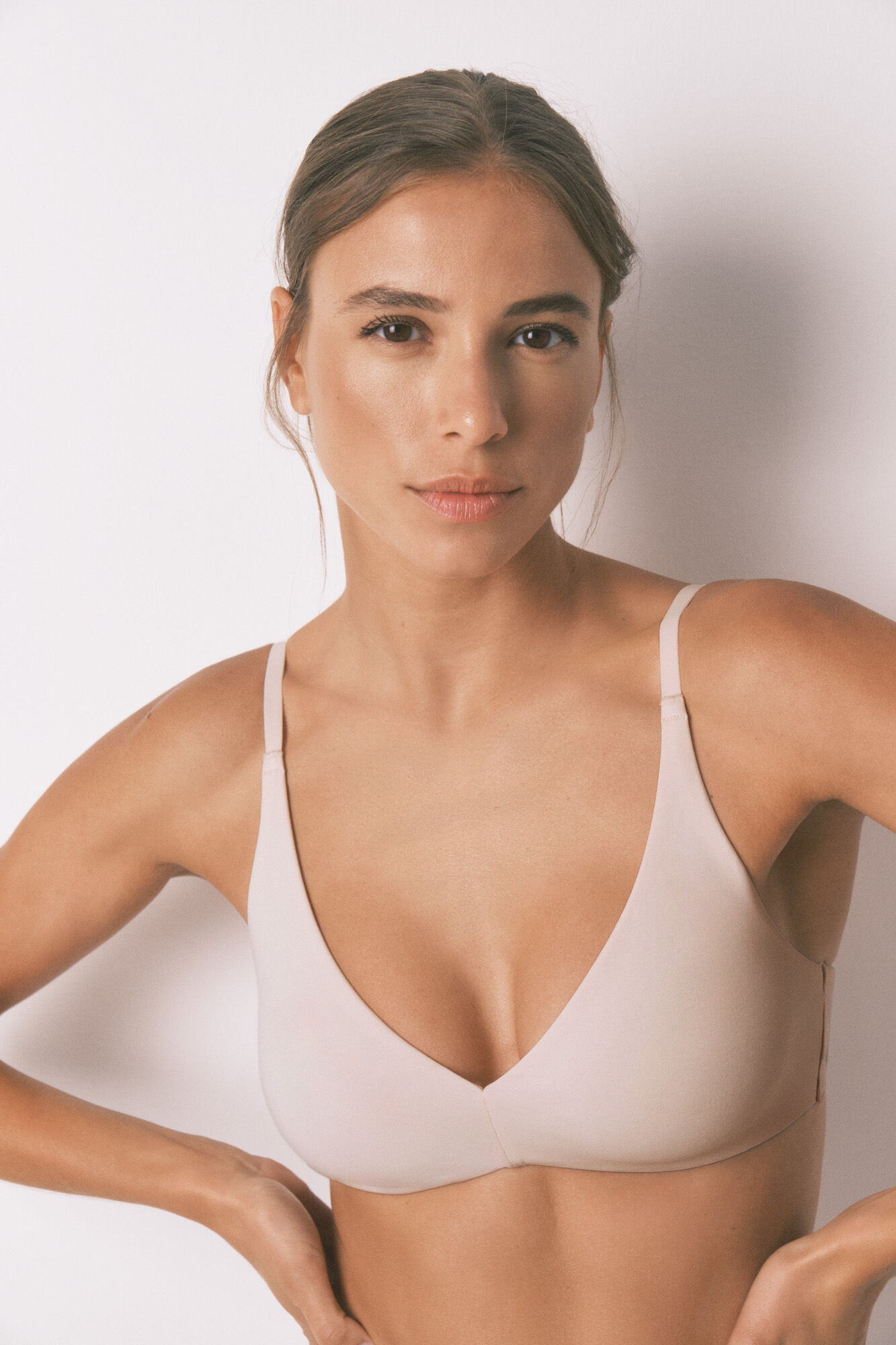 Women'secret Beige cotton triangle bra