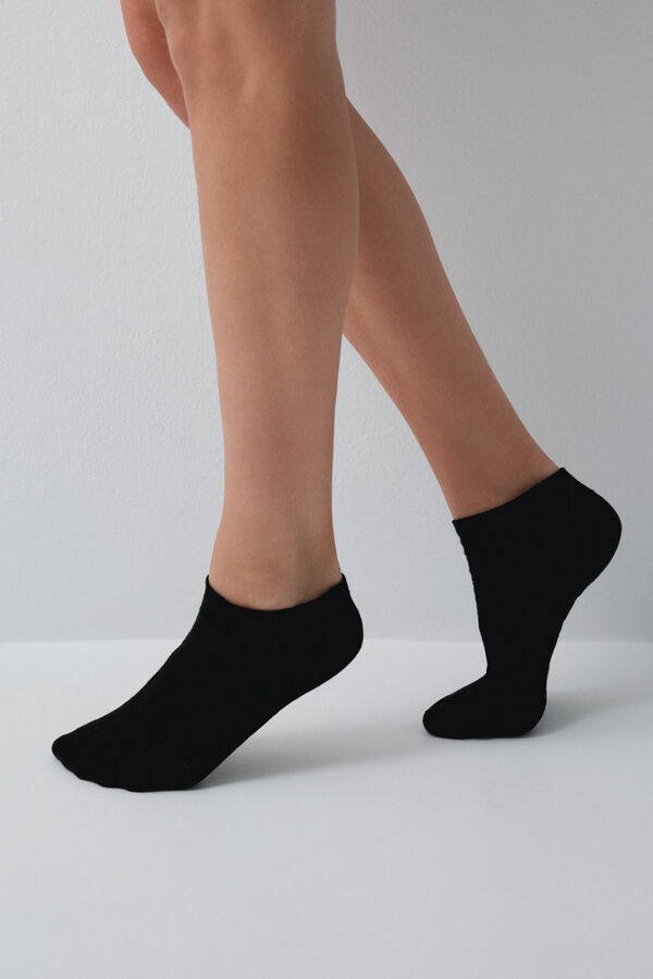 Women'secret Black short textured 3-pack socks black