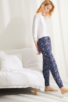 Womensecret Floral print pyjama set with long-sleeved t-shirt and matching bottoms 