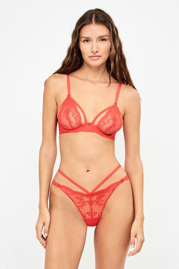 Womensecret Spitzen-Triangel-Bh und blumenspitzen-brazilian im Set 