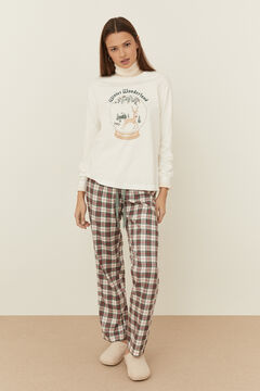 Womensecret Set of  long t-shirt and check long trousers. 
