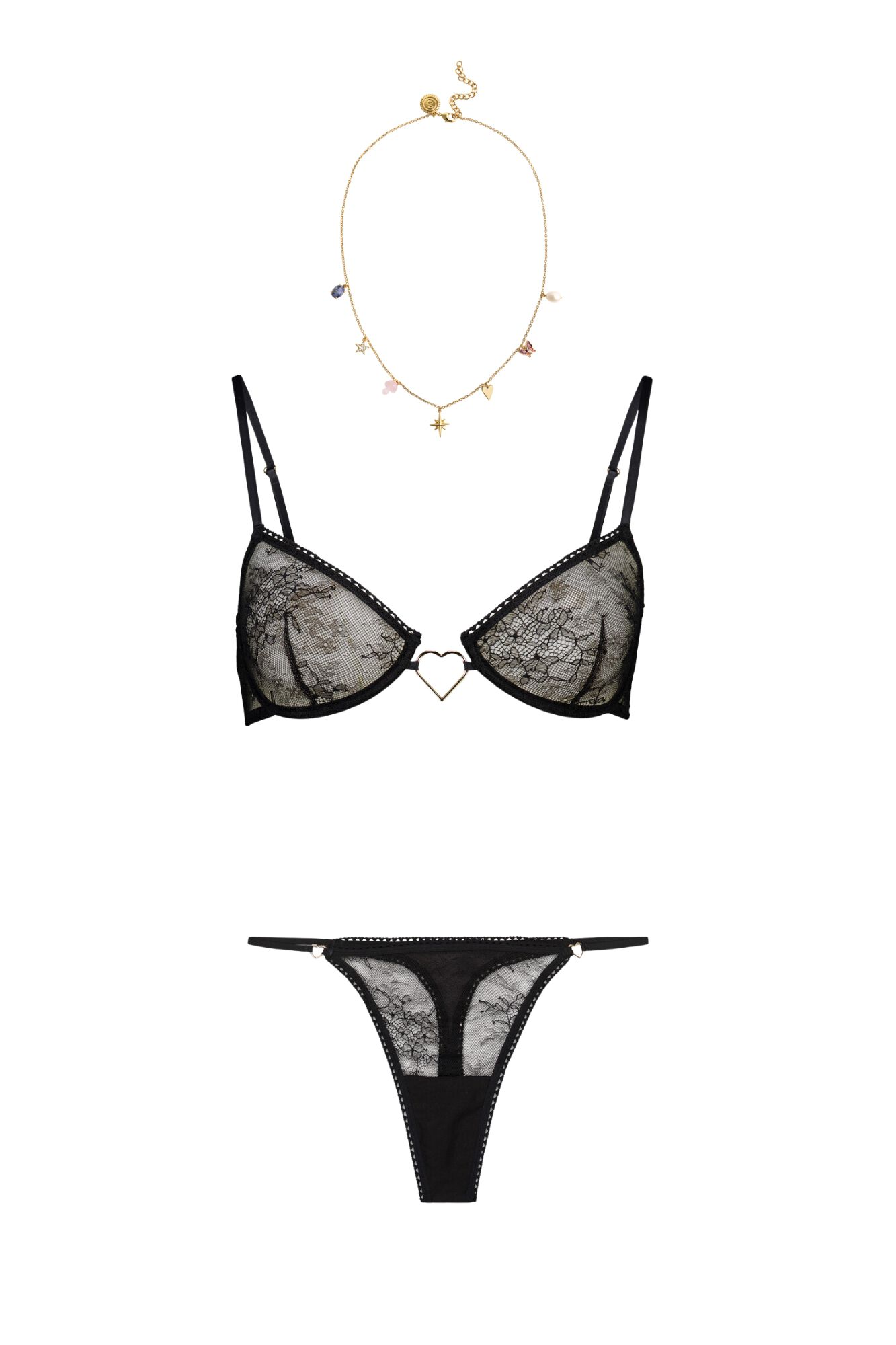 Womensecret Schwarzer, schwarzer und halskette im Set 