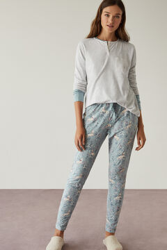 Womensecret Set of long grey T-shirt and unicorn print trousers 
