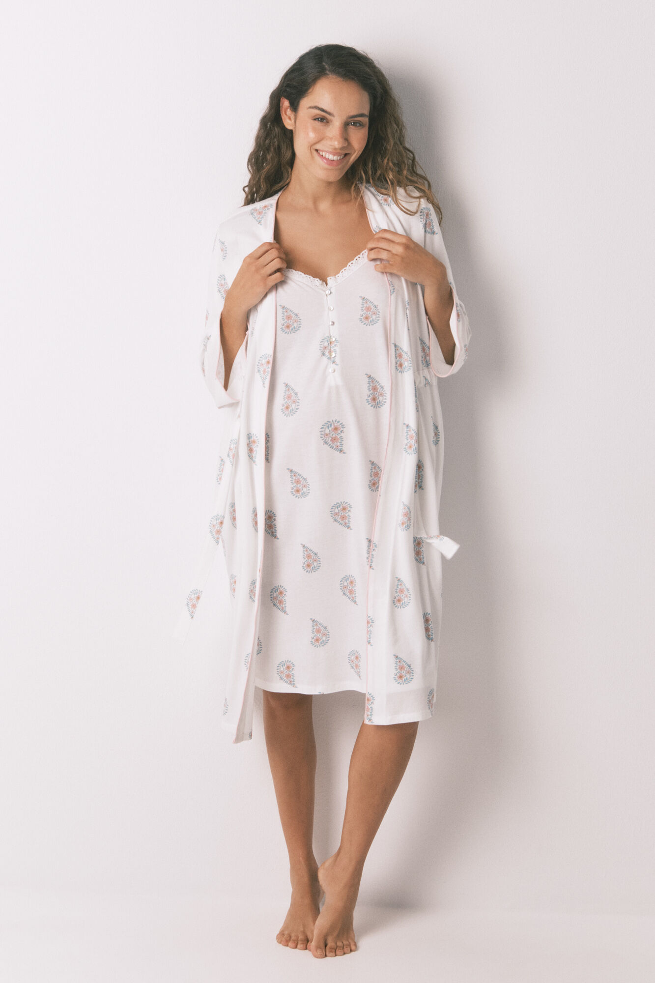 Womensecret Conjunto de camisa e robe 