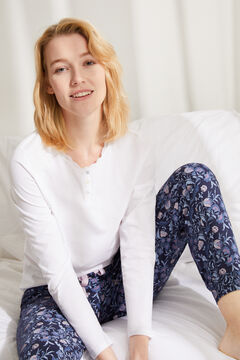 Womensecret Floral print pyjama set with long-sleeved t-shirt and matching bottoms 