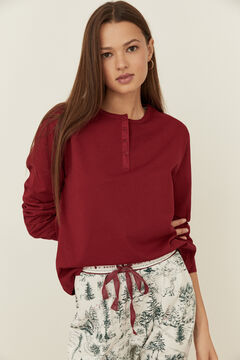Womensecret Burgundy long-sleeved T-shirt and long trousers set 