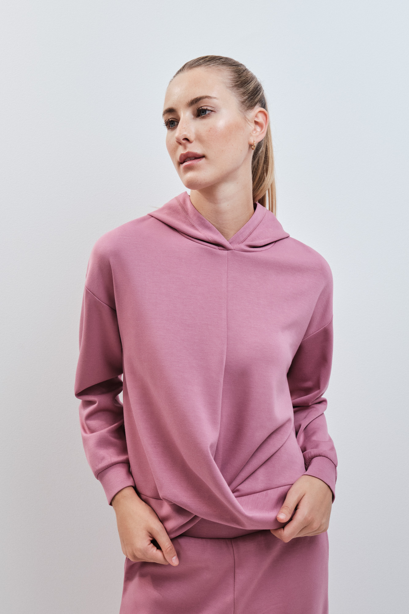 トップス Hooded Sweatshirt Light Pink XL Pink soft touch hooded sweatshirt