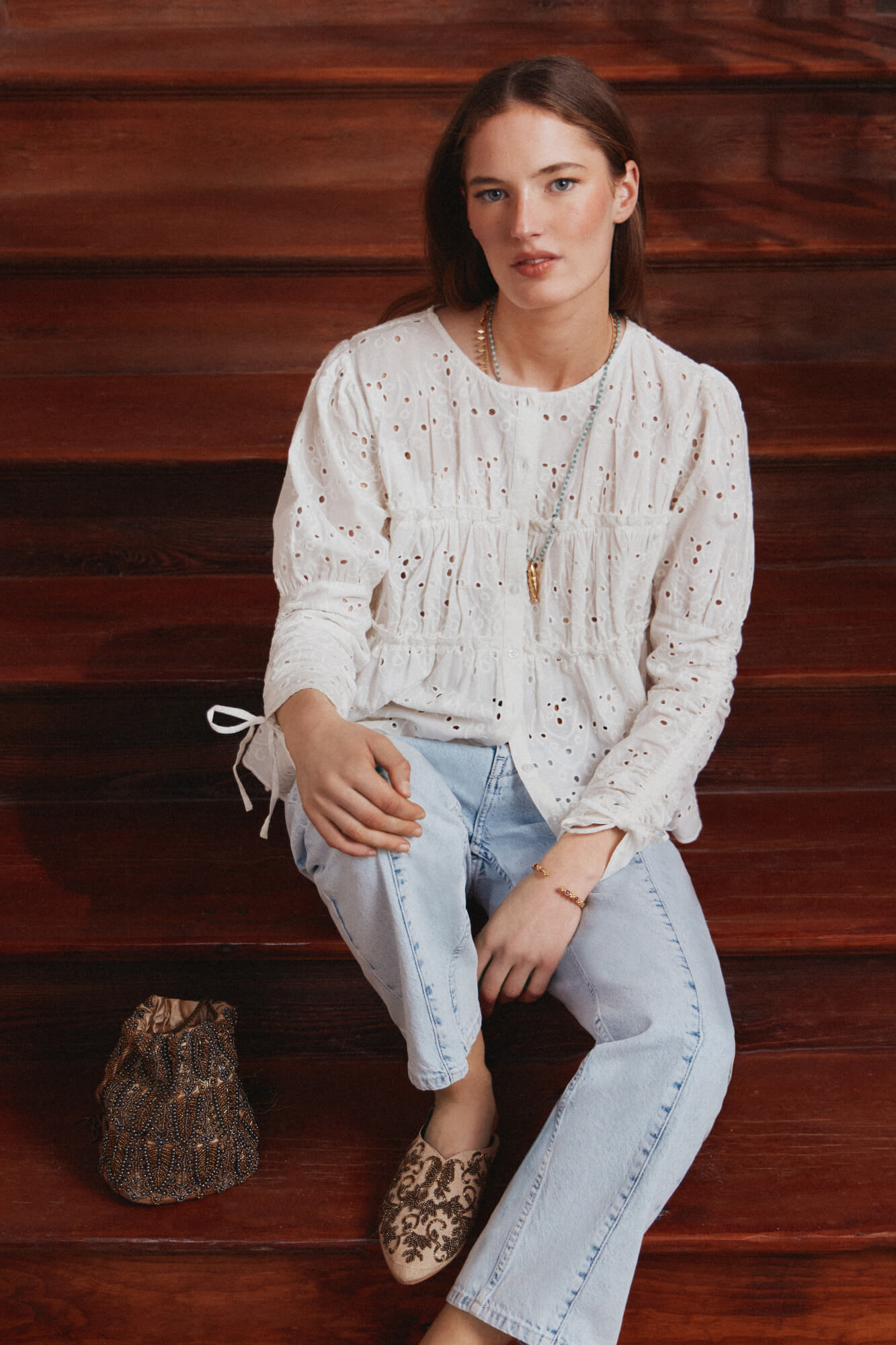 Camisa Bordado Suizo Camisa Bordado Suizo De Manga Larga Y Cuello