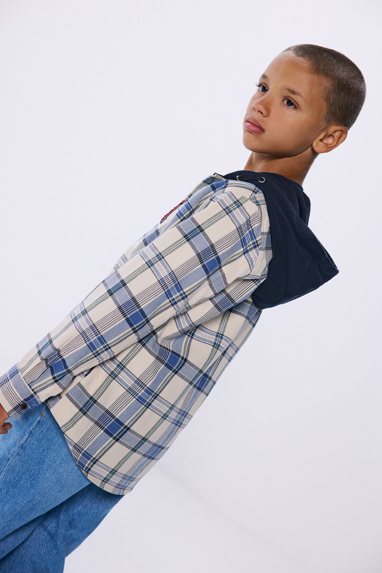 Camisa cuadros capucha niño