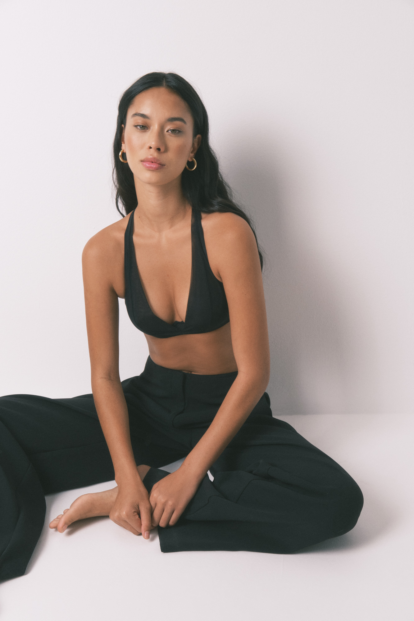 Sujetador halter tul negro cierre especial Sujetadores de mujer