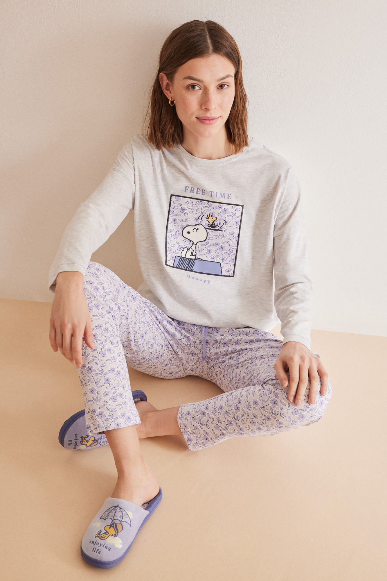 Pijama100%algodóngrisSnoopy