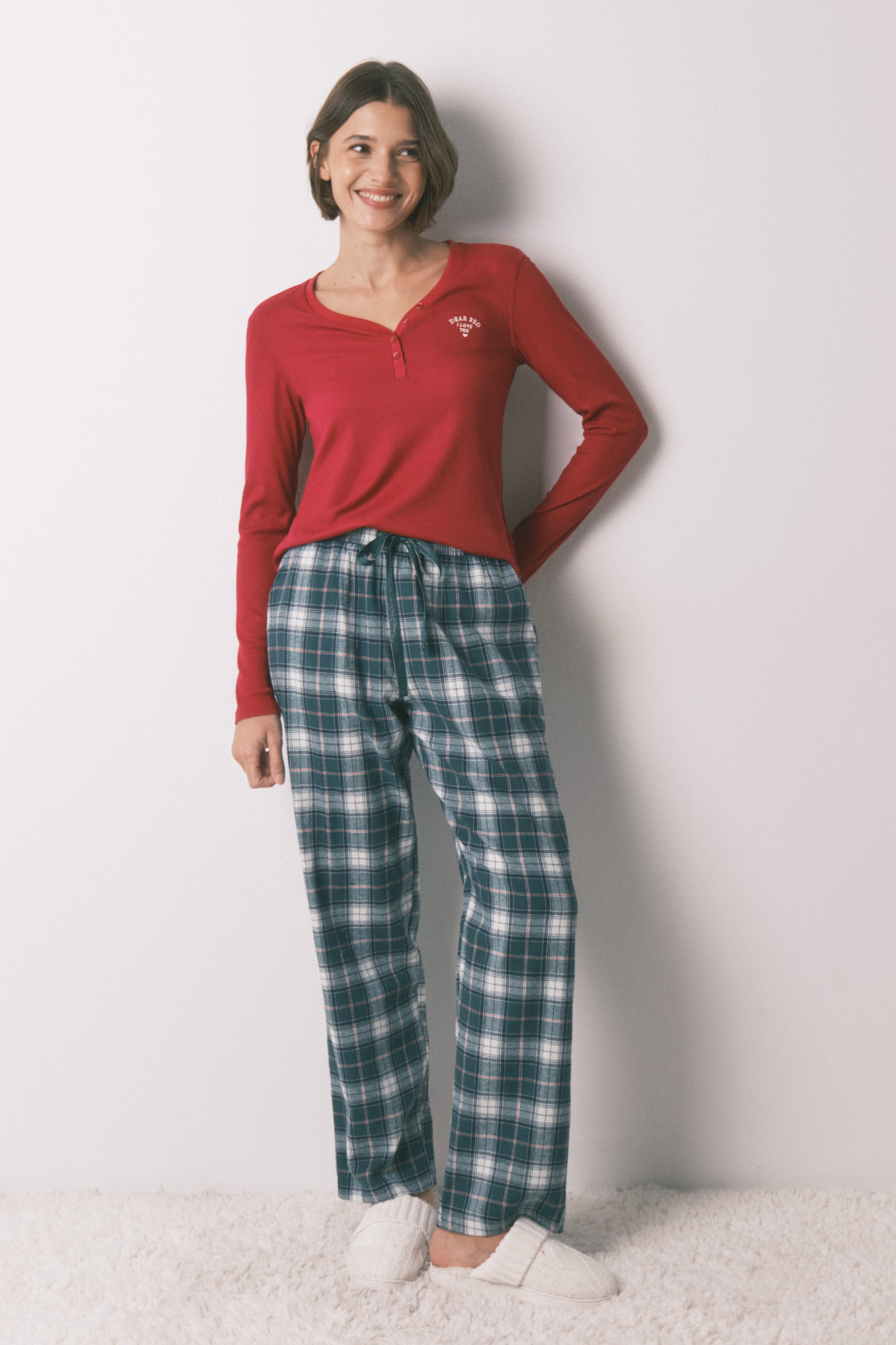 Pyjama Femme 2 Pièces - Haut Manches Longues & Short - Tricot Gaufré Polyester - Décontracté, Poches - Ensemble Maison/détente