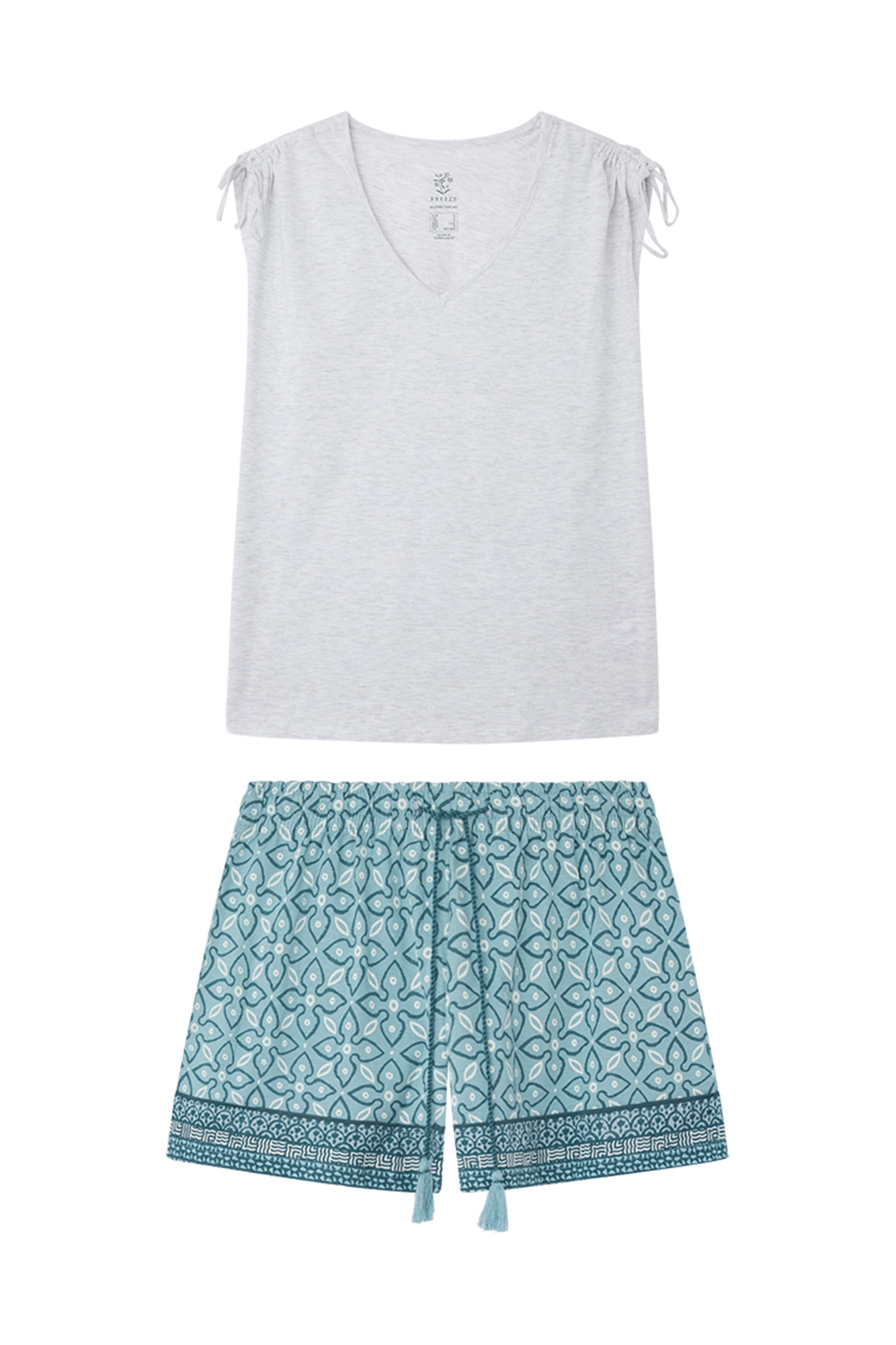 Pyjama court 100 coton gris clair Pyjamas pour femme WomenSecret